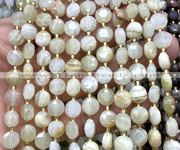 CCB1961 15 inches 8mm faceted coin Afghanistan jade beads