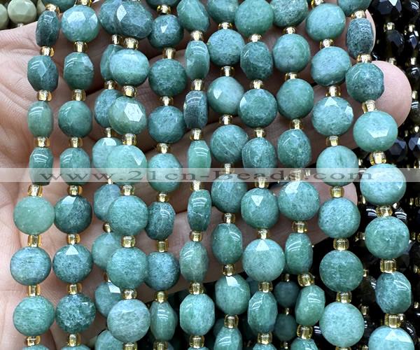 CCB1962 15 inches 8mm faceted coin dyed jade beads