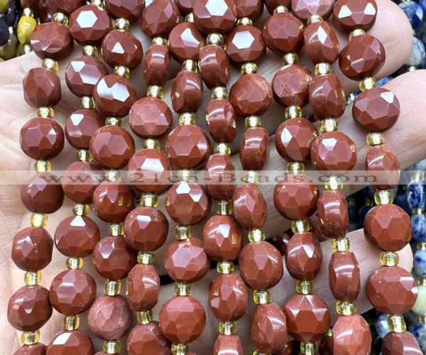 CCB1981 15 inches 8mm faceted coin red jasper beads