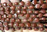 CCB1981 15 inches 8mm faceted coin red jasper beads