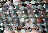 CCB1982 15 inches 8mm faceted coin blood jasper beads