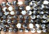 CCB1995 15 inches 8mm faceted coin black & white jasper beads