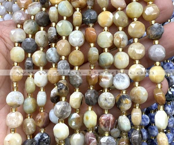 CCB2006 15 inches 8mm faceted coin yellow amazonite beads