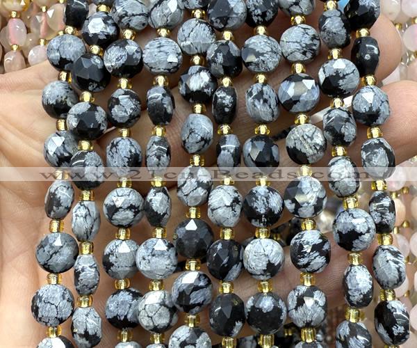 CCB2022 15 inches 8mm faceted coin snowflake obsidian beads