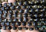 CCB2025 15 inches 8mm faceted coin golden obsidian beads
