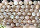 CCB2035 15 inches 8mm faceted coin moonstone gemstone beads