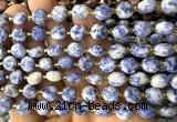 CCB2038 15 inches 8mm faceted coin blue spot stone beads