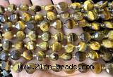CCB2048 15 inches 8mm faceted coin yellow tiger eye beads