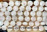CCB2082 15 inches 10mm faceted coin rose quartz beads