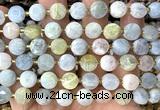 CCB2101 15 inches 10mm faceted coin aquamarine gemstone beads
