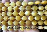 CCB2110 15 inches 10mm faceted coin yellow jade beads