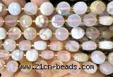CCB2121 15 inches 10mm faceted coin sakura agate beads