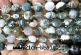 CCB2122 15 inches 10mm faceted coin tree agate beads