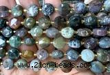 CCB2124 15 inches 10mm faceted coin Indian agate beads
