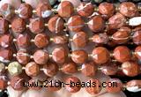 CCB2140 15 inches 10mm faceted coin brecciated jasper beads