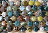 CCB2152 15 inches 10mm faceted coin ocean jasper beads