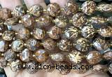 CCB2159 15 inches 10mm faceted coin elephant skin jasper beads