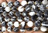 CCB2161 15 inches 10mm faceted coin black & white jasper beads