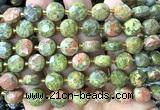 CCB2175 15 inches 10mm faceted coin unakite gemstone beads