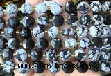 CCB2192 15 inches 10mm faceted coin snowflake obsidian beads