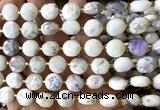 CCB2207 15 inches 10mm faceted coin white opal beads