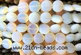 CCB2270 15 inches 15mm flat round matte opalite beads wholesale