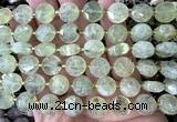 CCB2305 15 inches 12mm faceted coin green rutilated quartz beads