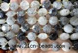 CCB2306 15 inches 12mm faceted coin black rutilated quartz beads