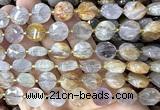 CCB2307 15 inches 12mm faceted coin purple phantom quartz beads