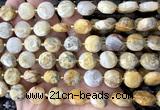 CCB2317 15 inches 12mm faceted coin yellow crazy lace agate beads