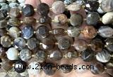 CCB2342 15 inches 12mm faceted coin wooden jasper beads
