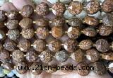 CCB2347 15 inches 12mm faceted coin elephant skin jasper beads