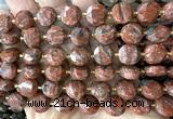 CCB2348 15 inches 12mm faceted coin red sesame jasper beads