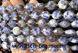 CCB2374 15 inches 12mm faceted coin blue spot stone beads