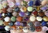 CCB2378 15 inches 12mm faceted coin colorful gemstone beads