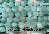CCB2403 15 inches 10mm faceted square green strawberry quartz beads