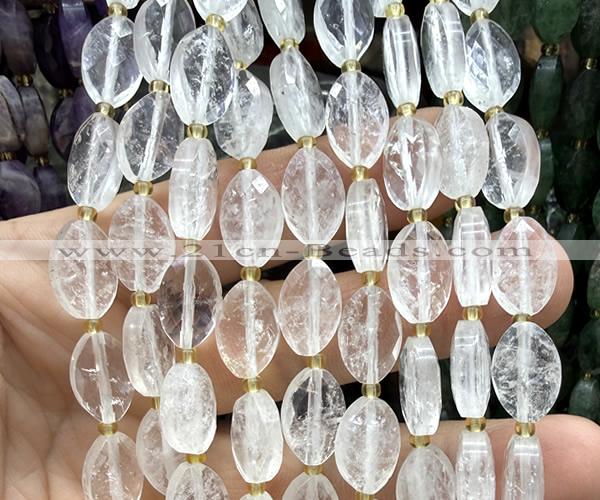 CCB2500 15 inches 9*14mm faceted marquise Angolan white quartz beads