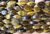 CCB2519 15 inches 9*14mm faceted marquise yellow tiger eye beads