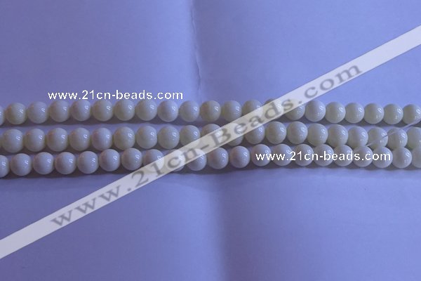 CCB301 15.5 inches 6mm round white coral beads wholesale