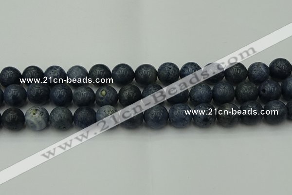 CCB455 15.5 inches 14mm round blue coral beads wholesale