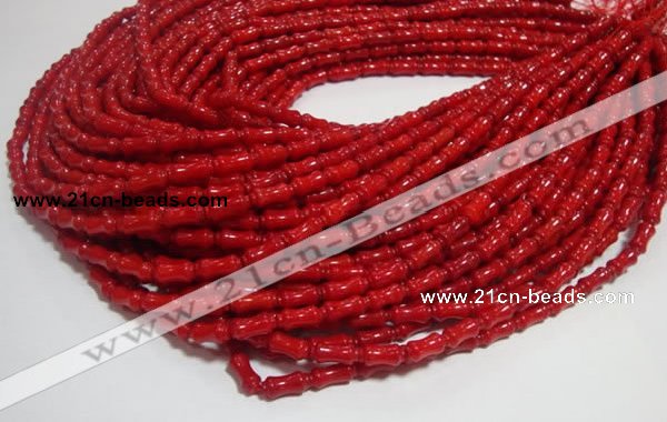 CCB50 15.5 inches 5*11mm bamboo shape red coral beads Wholesale