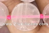 CCB502 15.5 inches 16mm coin rose quartz beads wholesale