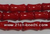 CCB51 15.5 inches 6*10mm bamboo shape red coral beads Wholesale