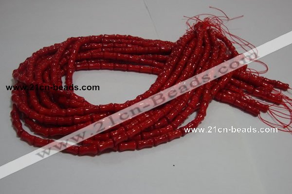 CCB51 15.5 inches 6*10mm bamboo shape red coral beads Wholesale