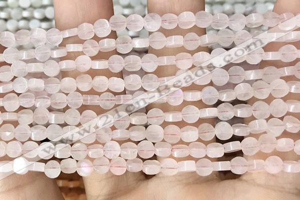 CCB511 15.5 inches 4mm coin rose quartz beads wholesale