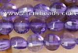 CCB531 15.5 inches 4mm faceted coin amethyst gemstone beads