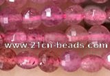 CCB532 15.5 inches 4mm faceted coin strawberry quartz beads