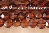 CCB536 15.5 inches 4mm faceted coin orange garnet beads wholesale