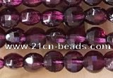 CCB537 15.5 inches 4mm faceted coin purple garnet beads wholesale