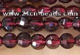 CCB538 15.5 inches 4mm faceted coin red garnet beads wholesale